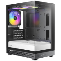 OKINOS AQUA UNO ZEBRA, Mini Tower, Micro-ATX/ITX, tempered glass, 3×120mm ARGB fans, USB 3.0 + Type-C, ?309mm GPU, ?165mm CPU cooler, steel