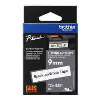 Brother 9mm Black on White Adhesive TZE Tape