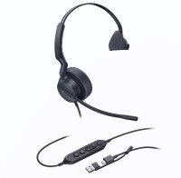 Yealink UH44 Mono Teams USB-C/A Microsoft Certified USB Wired Headset, Dual Noise-Canceling Microphones, 35mm Speaker, Busylight Leather Ear Cushions