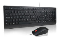 LENOVO Universal Wired USB Keyboard Mouse Combo Adjustable Tilt Leg Spill Resistant Copilot Keyboard 1600 DPI Optical Sensor Mouse Plug & Play 1.8m