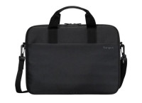 Targus 13-14' Intellect® Slim Briefcase Zippered padded front pocket Removable adjustable shoulder strap carry handles water-resistant fabric Black