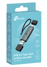 TP-Link UA430D USB 3.0 Type-C&A to SD & microSD 3.0 Card Reader, support SD?SDHC?SDXC?microSD?microSDHC?microSDXC cards up to 2TB.