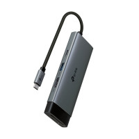 TP-Link UH7021C USB Type-C 7-in-1 Hub,  4K@60Hz HDMI, SD & microSD UHS-I, 100W Power Delivery, 3× USB-A Data Ports.